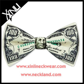 High Quality Silk Printed Money Bow Tie